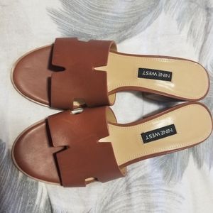 Nine west open to slide sandals leather